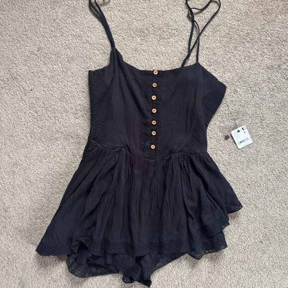 NWT FREE PEOPLE FREE-EST Marley Romper In Black MSRP $78 Size M - Picture 2 of 6